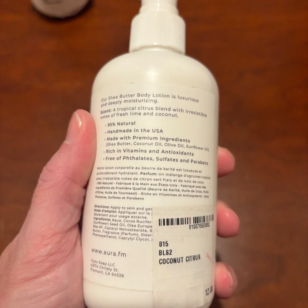 Aura Coconut Citrus 8oz Body Lotion 2 New Bottles
